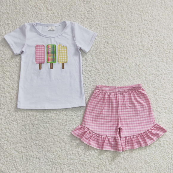 summer embroidered Popsicle girls clothing