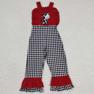 Embroidered red cows jumpsuit