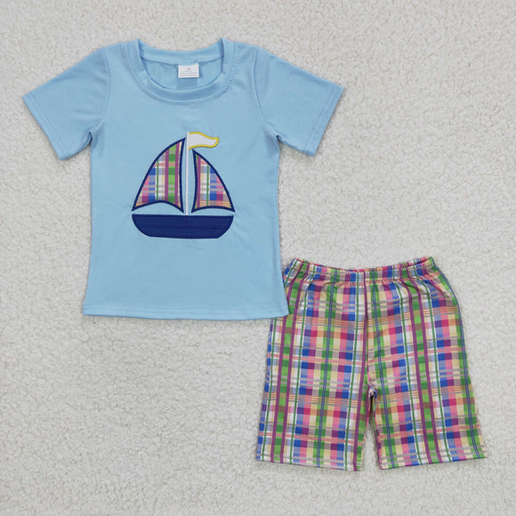 Embroidered sailboat boy clothing