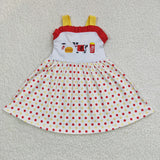 summer embroidered red dot cow girls dresses