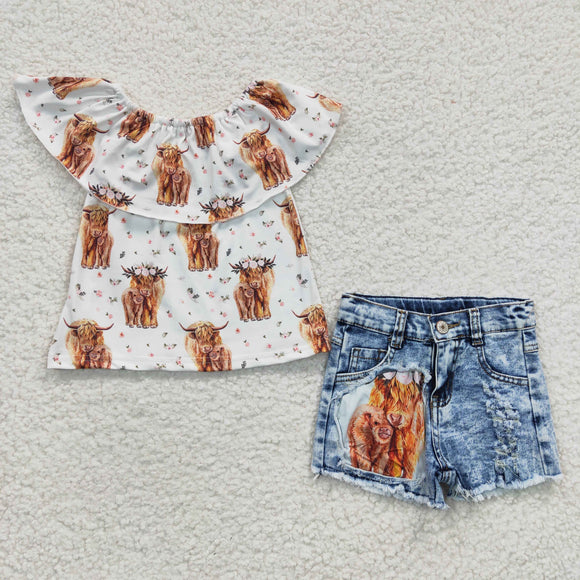 summer cow top +  Denim shorts outfits