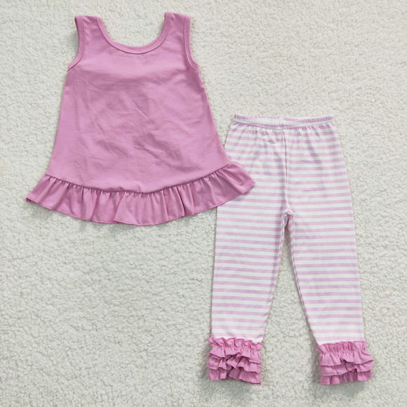 best selling new style sleeveless pink girls outfits