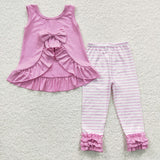 best selling new style sleeveless pink girls outfits