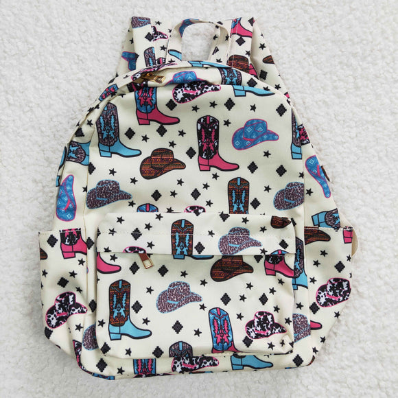 High quality western hat and shoots print backpack