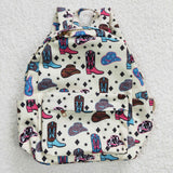 pre order High quality western hat and shoots print backpack