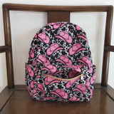 High quality western pink hat print backpack