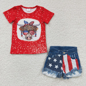 4th of July cow top +  Denim shorts outfits