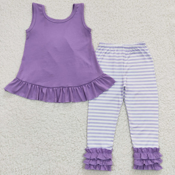 new style sleeveless purple girls outfits