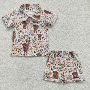 summer cow pajamas girls clothing