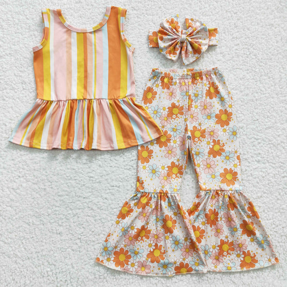 milk silk floral and stripe girls outfits