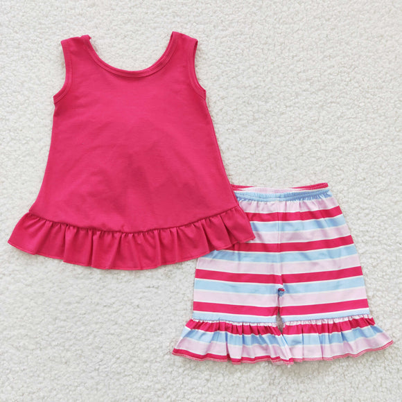 summer new style hot pink girls outfits