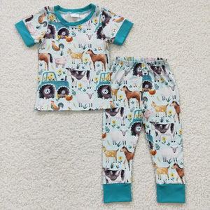 farm green boys pajamas clothing