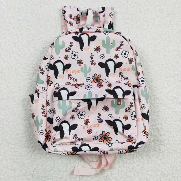High quality western pink cow flower print backpack