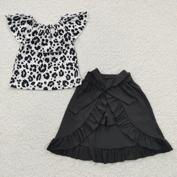 new style black leopard dress outfits girls clothing