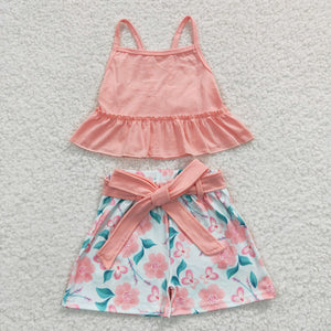 summer pink floral girls clothing