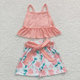 summer pink floral girls clothing