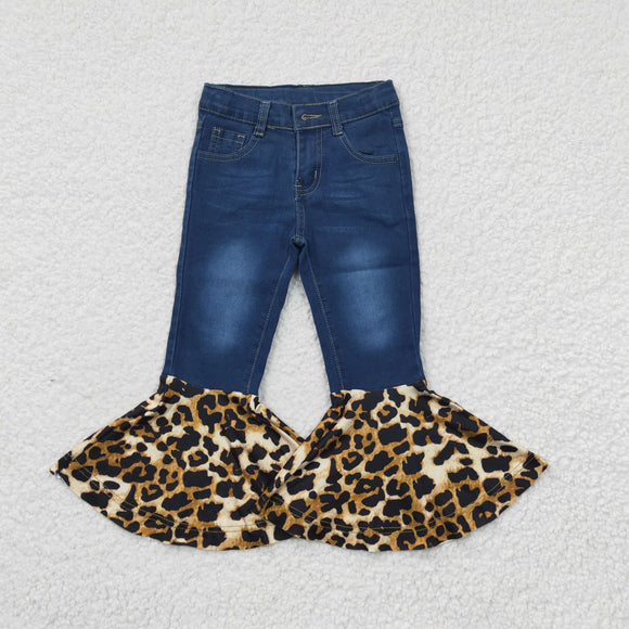 navy blue leopard Bell-bottom jeans