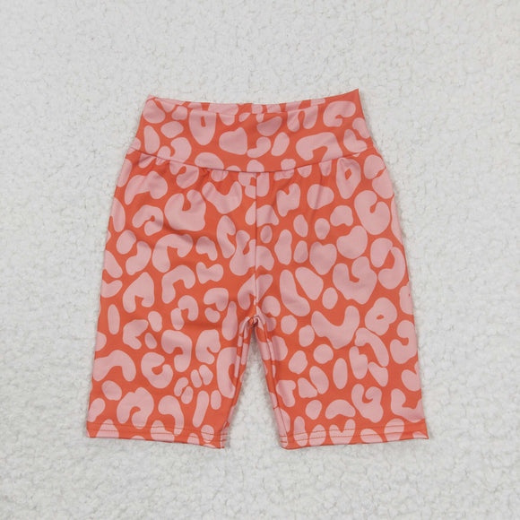 Summer girl cycling shorts--orange leopard