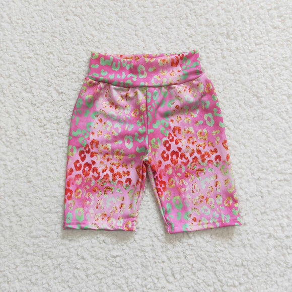 Summer girl cycling shorts--pink leopard