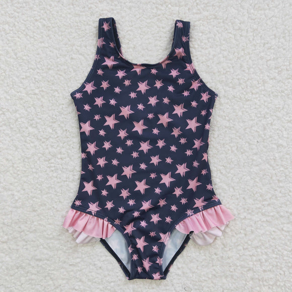 pink star blue swimsuit