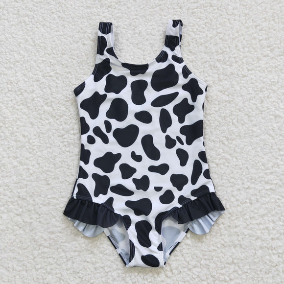 black cow leopard swimsuit