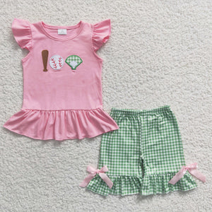 summer baseball pink girls outfits