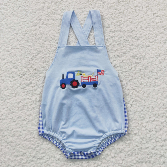 embroidered 4th of July car blue bubble