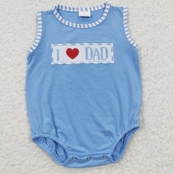 embroidered i love dad blue boys bubble
