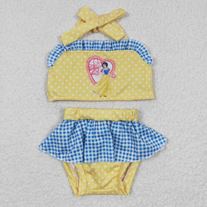 cartoon blue and yellow princess swimsuit
