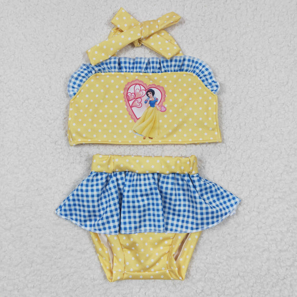 cartoon blue and yellow princess swimsuit
