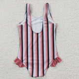 black and pink stripe swimsuit