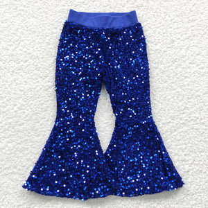 Blue sequined bell bottoms