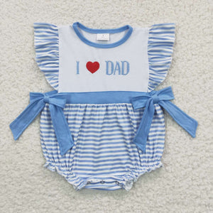 embroidered i love dad blue girls bubble