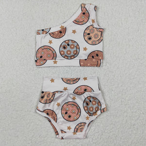 One shoulder smile floral bummies outfits