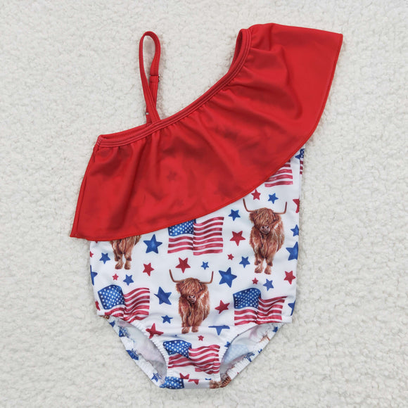 4th of July sleeveless one piece swimsuit