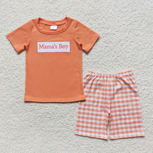 summer embroidered mama's BOY orange outfits
