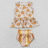 orange stripe and floral bummies outfits