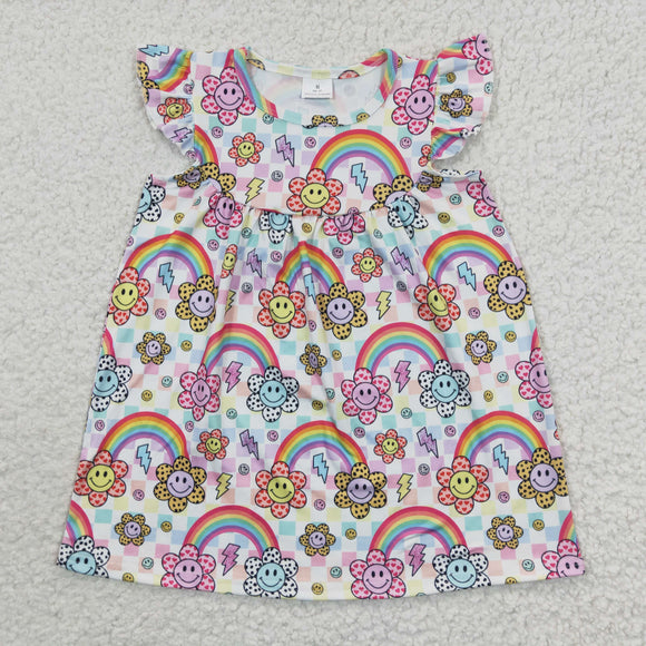 smile and rainbow pink  girls dress