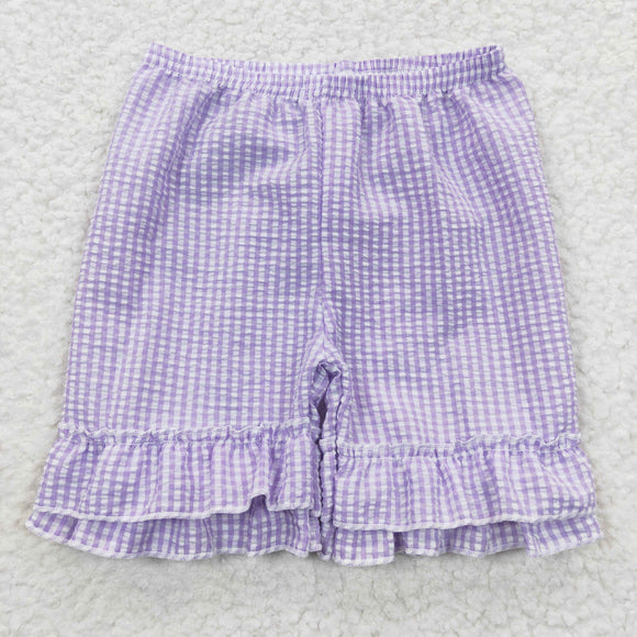 seersucker purple girl shorts