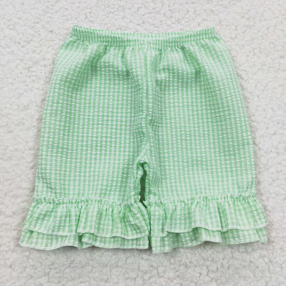 Seersucker green girl shorts