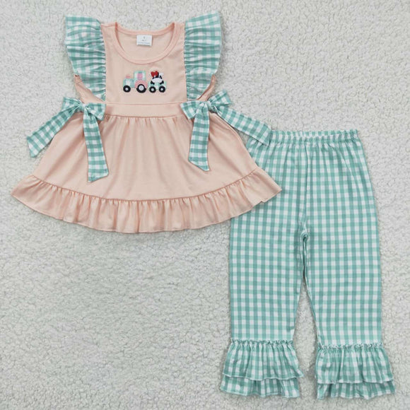 embroidered pink farm girls outfits