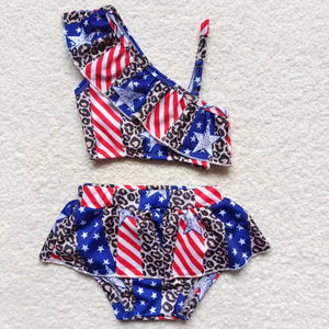 summer 4th of July leopard swimsuit