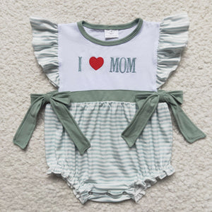 embroidered i love mom green girls bubble
