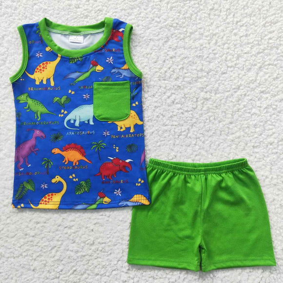 Summer boys short sleeve shorts dinosaur outfits
