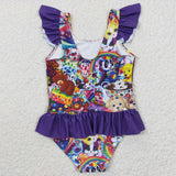 summer  cartoon purple swimsuit