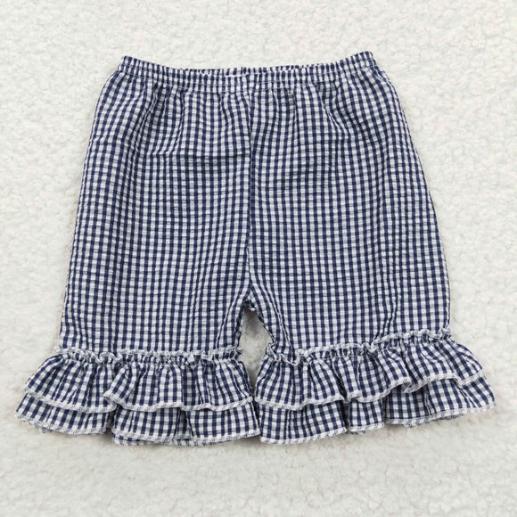 seersucker Navy blue girl shorts