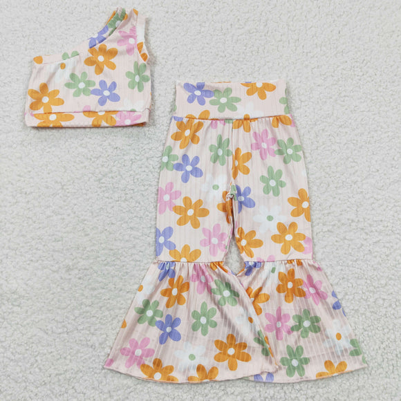 ribbed orange pink purple flower girl outfits