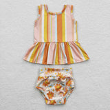 orange stripe and floral bummies outfits