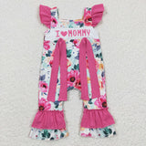 embroidered i love mom pink romper