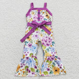 purple floral girls jumpsuit